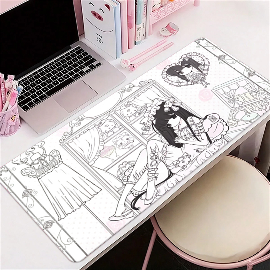 Leather Desk Pad - Anime Estetiği Deri Mouse Pad Pembe